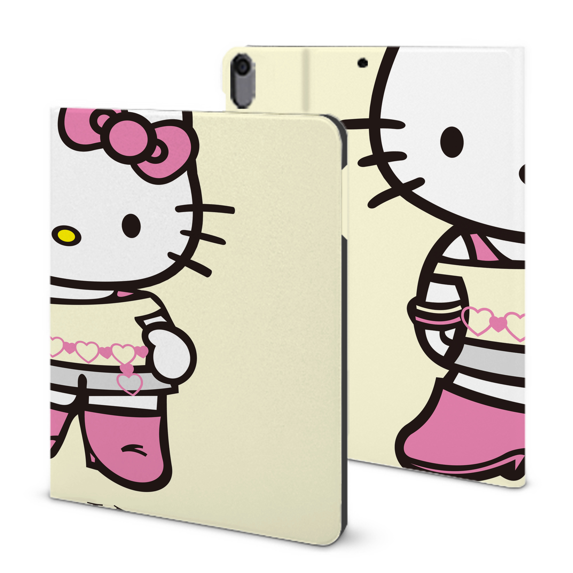 （画像用） Hello Kitty ハローキティ IPad ケース ブック型 PUレザー TPU 耐衝撃 軽量 薄型 ペン収納なし 全面保護 IPad 各モデル対応